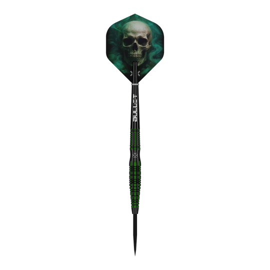 Bullet Poison Steeldarts Das Bild zeigt einen einzelnen Bullet Poison Steeldart. Dieses Produkt bietet hochwertige Verarbeitung für Dartspieler.