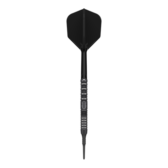 Target Japan Black Marque Draco GEN2 Softdarts - 20g Das Bild zeigt einen schwarzen Softdart der Marke "Target Japan Black Marque Draco GEN2" mit einem Gewicht von 20g. Der Dart hat ein elegantes, modernes Design mit metallischen Akzenten am Griff.