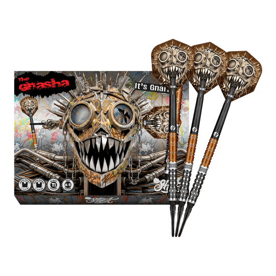 Shot Gnarly Gnasha Softdarts - 20g Das Foto zeigt die vollständigen Shot Gnarly Gnasha Softdarts - 20g. Diese Softdarts zeichnen sich durch ein modernes Design aus.