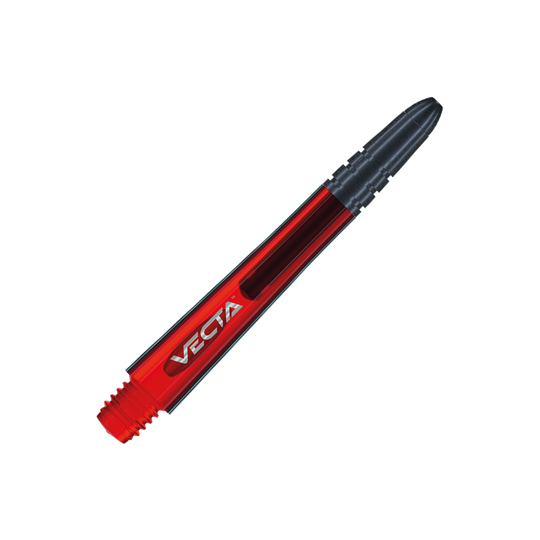 Das Bild zeigt einen Winmau Vecta Shaft in der Farbe Rot. Der Schaft ist elegant gestaltet und trägt die Aufschrift "VECTA".