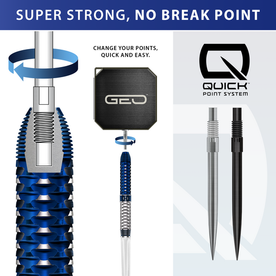Harrows GEO Parallel Quick Point Steeldarts Hier sieht man die Harrows GEO Parallel Quick Point Steeldarts. Die Gestaltung und das Design des Produkts werden deutlich.