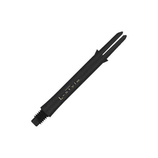 L-Style Carbon Shafts 330 Auf dem Bild ist ein schwarzer Carbon-Dartschaft von L-Style zu sehen. Er hat eine Länge von 46 mm und ist ohne Kappen abgebildet.
