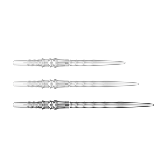 Target Japan Premium Swiss Point Dartspitzen - Silber Abgebildet ist eine einzelne silberne SwissPoint-Dartspitze mit einer Länge von 40 mm. Die Spitze gehört zur Target Japan Premium Serie.