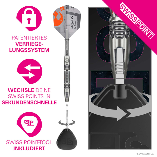 Target Star Wars X-Wing Swiss Point Steeldarts Target Star Wars X-Wing Swiss Point Steeldarts sind abgebildet. Das Produkt ist inspiriert von Star Wars und in einem speziellen Design gestaltet.
