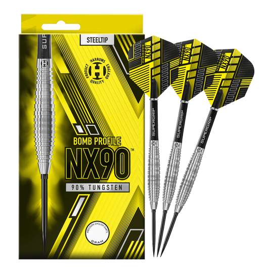 Harrows NX90 Bomb Quick Point Steeldarts Gezeigt werden die Harrows NX90 Bomb Quick Point Steeldarts. Diese Darts bieten ein präzises Wurfverhalten für den Spieler.