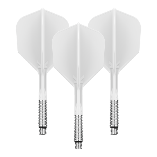 Das Produkt auf dem Bild trägt den Namen 410542_Target_KShift_No6_Flights_Wei_33mm_1Set. Es ist wahrscheinlich ein Set an weißen Dart-Flights.