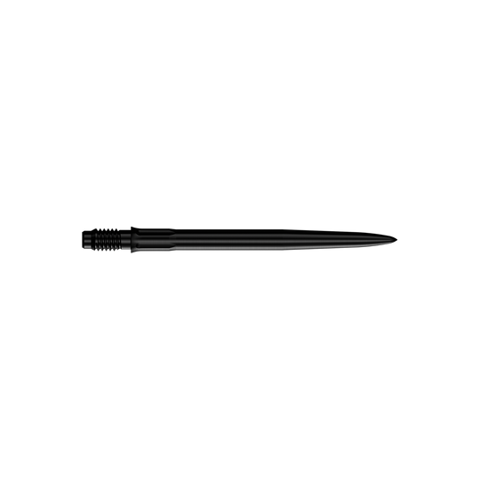 Mission R2.5 Rapid Point SM1 Dartspitzen - Schwarz Das Bild zeigt schwarze Dartspitzen mit einer Länge von 30 mm. Es sind zwei Spitzen abgebildet.