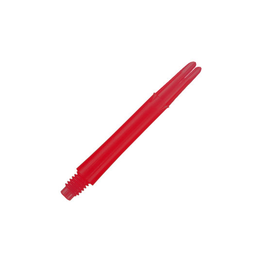 L-Style L-Shafts Locked Straight - Red 260 Das Bild zeigt einen roten, geraden Dartshaft ohne Kappen. Der Schaft ist 39 mm lang und hat ein Gewinde am Ende.