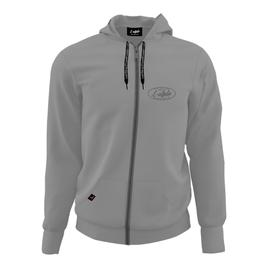 L-Style Hoodie - Grau Der Hoodie „L-Style Hoodie - Grau“ ist grau, hat eine Kapuze und einen durchgehenden Reißverschluss. Auf der linken Brust befindet sich ein dezentes L-Style Logo.