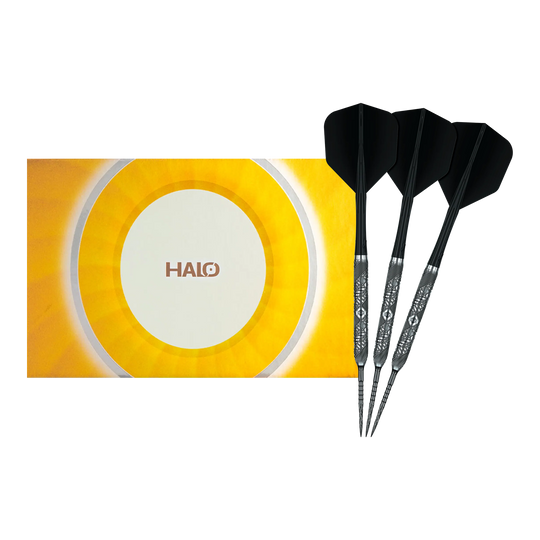 Caliburn Halo H3 Steeldarts - 21,5g Abgebildet sind die Caliburn Halo H3 Steeldarts mit 21,5g als vollständiger Satz. Die Darts werden komplett gezeigt.