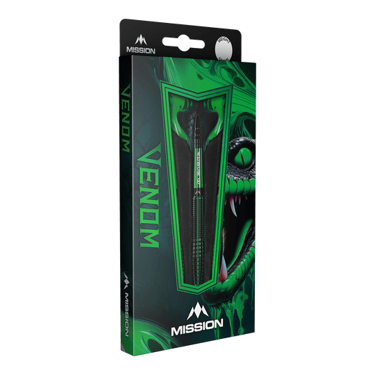 Mission Venom Steeldarts Mehrere Mission Venom Steeldarts liegen nebeneinander. Die Oberfläche ist fein strukturiert.