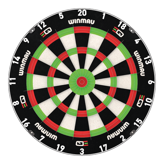 Winmau Equalizer Steeldartboard Das Bild zeigt das Winmau Equalizer Steeldartboard. Es handelt sich um ein professionelles Steeldartbrett für Dartspieler.