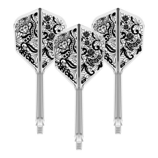 Target Japan K-Flex Diamond No6 Flight-Shaft-System Abgebildet ist ein Produkt mit dem Namen 410241_Target_Japan_K-Flex_Diamond_No6_Flight-Shaft_System_33mm_1Set. Es handelt sich vermutlich um eine Dartschaft-Kombination.
