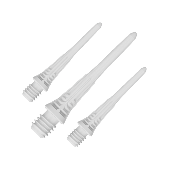 Target Cryo Softdartspitzen 30er Pack - Weiß werden einzeln dargestellt. Das Bild hebt die Form und die Farbe der Softdartspitzen hervor.