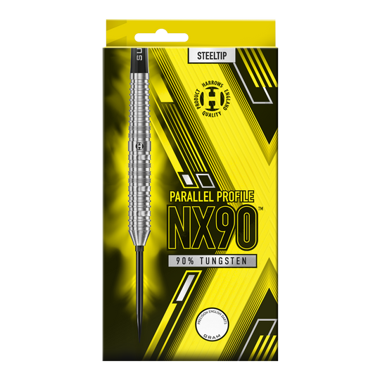 Harrows NX90 Parallel Quick Point Steeldarts Das Bild präsentiert die Harrows NX90 Parallel Quick Point Steeldarts. Das Produkt ist für den Einsatz beim Steeldart geeignet.