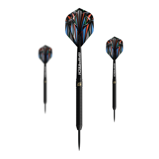 GOAT Athlete Black Tungsten Steeldarts Das Bild zeigt die GOAT Athlete Black Tungsten Steeldarts. Die Darts haben ein elegantes, schwarzes Design und sind aus Wolfram gefertigt.