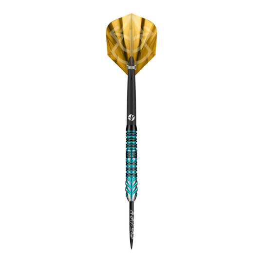Dieses Bild zeigt die Shot Alchemy Volta Steeldarts. Die Darts sind speziell für das Steeldart-Spiel konzipiert.