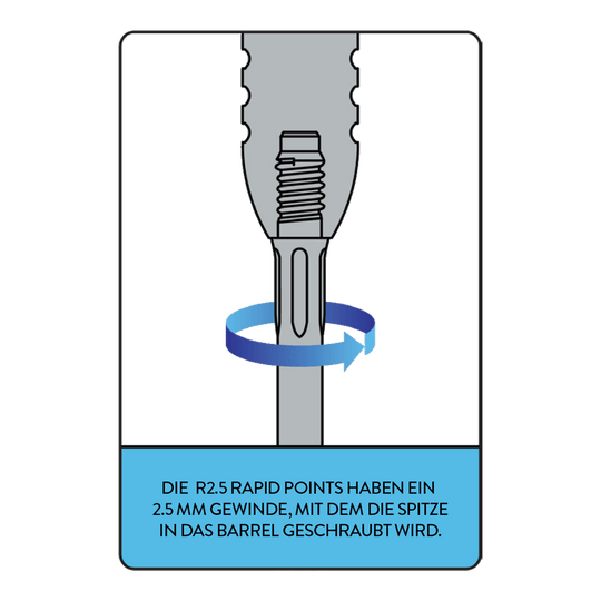 Mission R2.5 Rapid Point Tool Das Bild zeigt das Mission R2.5 Rapid Point Tool. Dieses Tool dient zur Wartung von Dartspitzen.