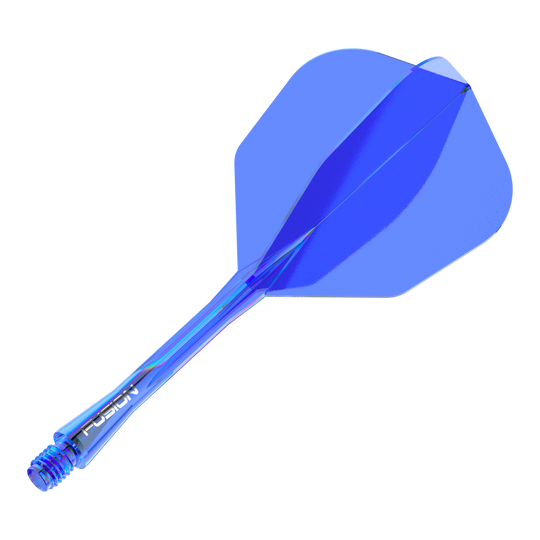 Das Bild zeigt das Winmau Fusion Flight Shaft System No6 in Blau mit 34mm Länge. Dieses Zubehörteil wird für Dartpfeile verwendet.