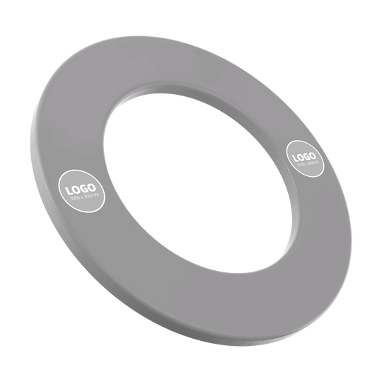 Surround mit Wunschdruck Das Bild illustriert ein Dartboard Surround mit Wunschdruck in Grau und Logo. Es handelt sich um eine Produktvorlage zur Ansicht.