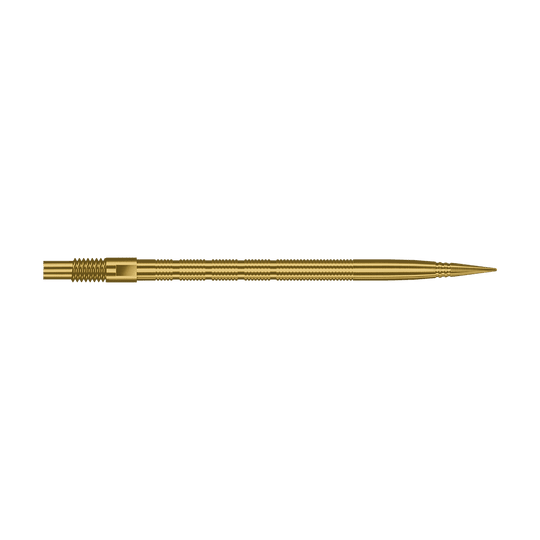 Harrows Quick Point Micro Ridge Dartspitzen - Gold Das Bild zeigt Harrows Quick Point MicroRidge Dartspitzen in Gold, 40mm. Die Dartspitze ist einzeln dargestellt.