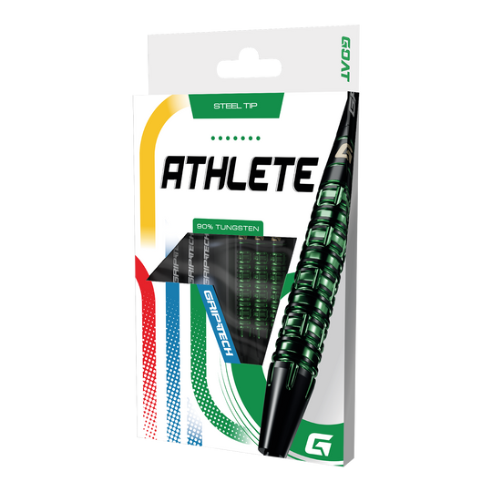 GOAT Athlete Green Tungsten Steeldarts Ein GOAT Athlete Tungsten Steeldart ist abgebildet. Er ist für professionelle Spiele geeignet.