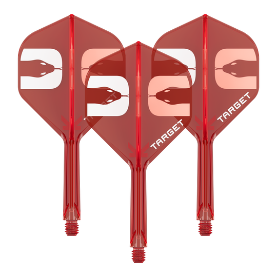 Abgebildet ist ein Set von Dart-Flight-Systemen. Es handelt sich um das Target K-Flex Nathan Aspinall No2 Standard Flight-System mit einer Länge von 26mm.