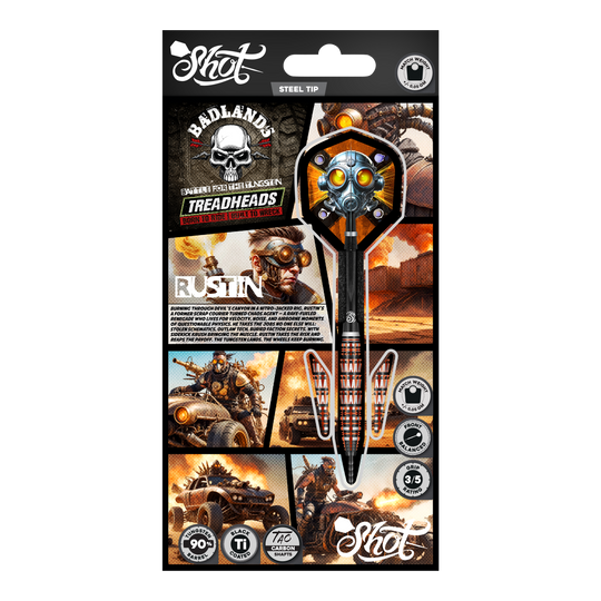 Shot Badlands Rustin Steeldarts - 23g Auf dem Foto ist Shot Badlands Rustin Steeldarts - 23g zu sehen. Das Produkt wird aus einer weiteren Ansicht dargestellt.
