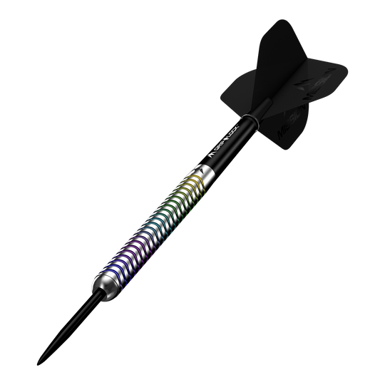 Mission Mirage Steeldarts Mission Mirage Steeldarts sind Profi-Darts für anspruchsvolle Spieler. Die Abbildung präsentiert das Set aus mehreren Perspektiven.
