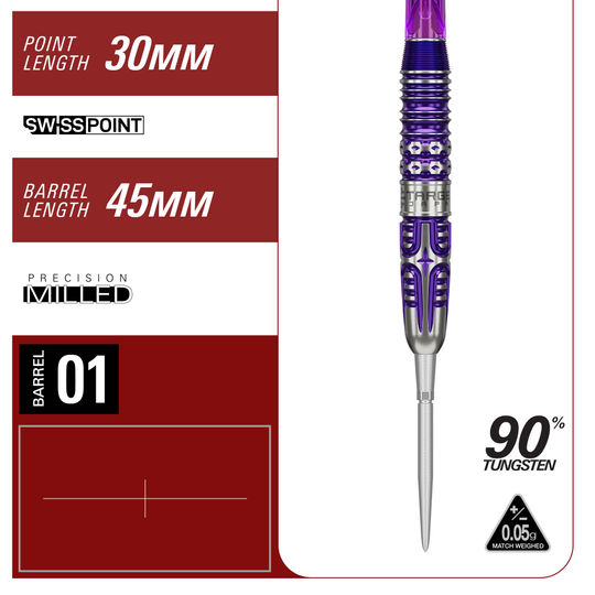 Target Japan Endeavour Kasumi Sato GEN3 Swiss Point Steeldarts Zu sehen sind die Target Japan Endeavour Kasumi Sato GEN3 Swiss Point Steeldarts. Die Steeldarts werden aus der Seitenansicht präsentiert.