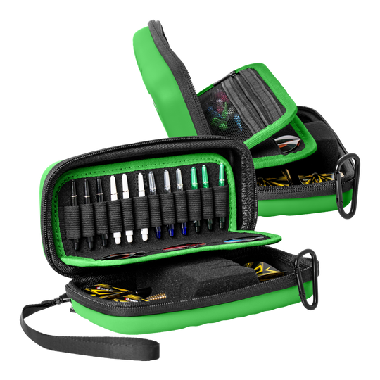 Bulls Orbis S Dartcase - Grün Das Bild zeigt das Bulls Orbis S Dartcase in der Farbe Grün. Die Tasche bietet ein sicheres Fach für Darts und Zubehör.