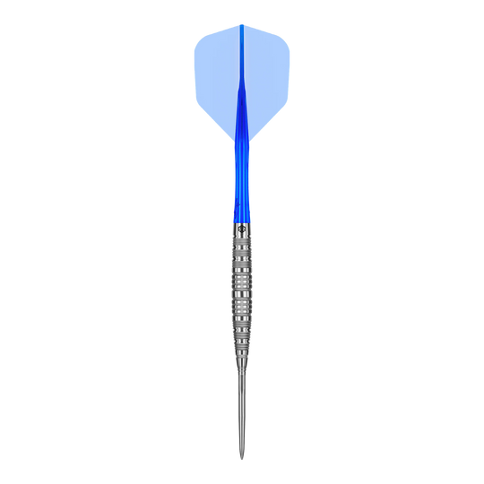 Das Produkt Caliburn Rix EZ-EVO R6 Steeldarts wird gezeigt. Die Aufnahme hebt die Gestaltung und die Struktur des Darts hervor.