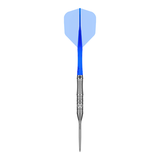 Dieses Bild zeigt einen einzelnen Caliburn Rix EZ-EVO R2 Steeldart. Der Dart ist in Nahaufnahme zu sehen.