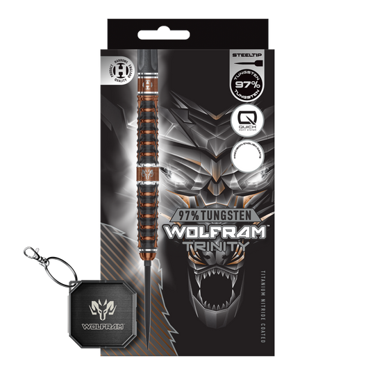 Harrows Wolfram Trinity Quick Point Steeldarts Zu sehen sind die Harrows Wolfram Trinity Quick Point Steeldarts. Sie eignen sich ideal für professionelle Dartspieler.