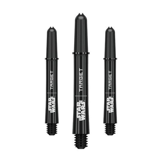 Hier ist das Produkt mit dem Dateinamen 380421_Target_StarWars_ProGrip_Shafts_Schwarz_Intermediate_41mm_1Set zu sehen. Es handelt sich vermutlich um schwarze Dartshafts mit mittlerer Länge und Star Wars ProGrip Design.