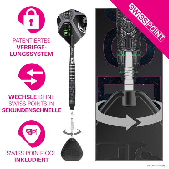 Target Star Wars Tie Fighter Swiss Point Steeldarts Target Star Wars Tie Fighter Swiss Point Steeldarts ist auf dem Bild zu sehen. Es handelt sich um Steeldarts, inspiriert von Star Wars.
