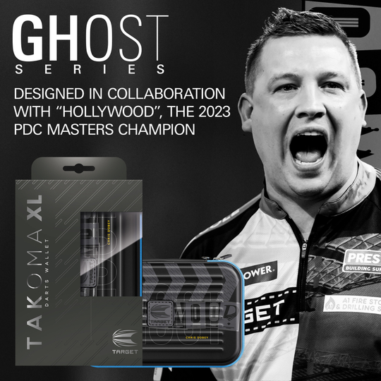 Das Bild zeigt das Takoma XL Ghost Series Chris Dobey Dartcase. Das Dartcase schützt Dartzubehör vor Beschädigungen.