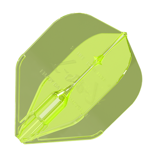 L-Style Fantom L1EZ Flights Neongelb Das Bild zeigt das Produkt 'L-Style Fantom L1EZ Flights Neongelb'. Es handelt sich um ein transparentes, neongelbes Dartflight-Zubehör.