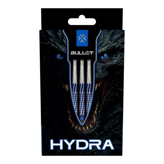 Bullet Hydra Softdarts - 20g Bullet Hydra Softdarts - 20g Darts werden aus der seitlichen Perspektive gezeigt. Die Details der Dartspitzen und der Schäfte sind deutlich erkennbar.