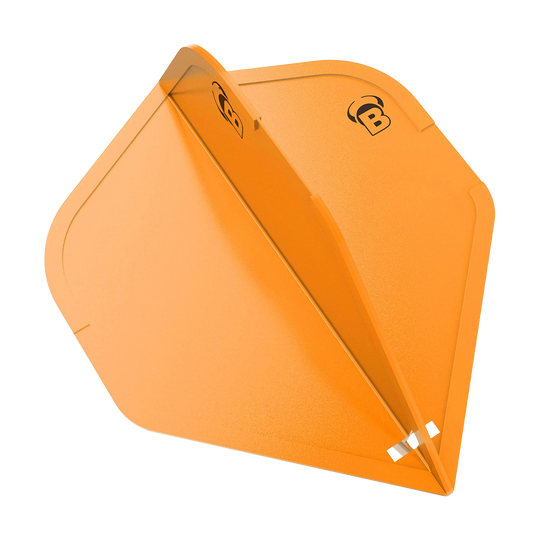 BL50005_Bulls_DragonFlights_Standard_Orange_1 Das Bild zeigt ein orangefarbenes Dartflight der Marke Bulls DragonFlights in Standardform. Auf dem Flight ist das schwarze Bulls-Logo zu sehen.