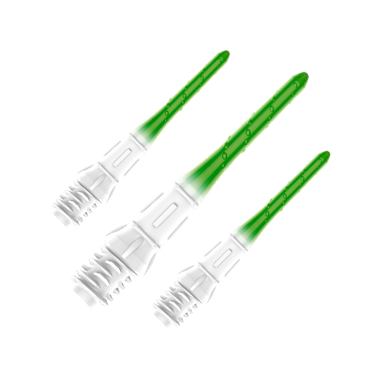 Das Bild zeigt ein Set von Dartspitzen namens L-Style Premium Lippoint Gradiation Dartspitzen 30erPack ForestGreen. Die Dartspitzen sind grün und für Softdarts geeignet.