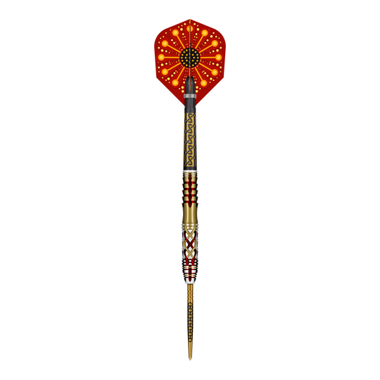 Shot Goths Alaric Turbo Point Steeldarts - 23g Abgebildet ist ein Set der Shot Goths Alaric Turbo Point Steeldarts mit 23g Gewicht. Die Steeldarts werden für professionelle Dartspieler empfohlen.