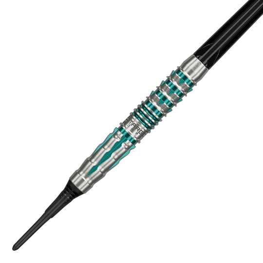 Die Abbildung präsentiert die Target Black Marque Pierce Softdarts mit einem Gewicht von 18,5g. Diese Softdarts bieten hohe Qualität und Präzision beim Wurf.