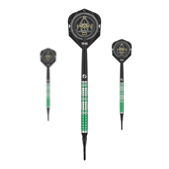 Shot Alchemy Mythril Softdarts - 20g Das Bild zeigt ein Set der Shot Alchemy Mythril Softdarts - 20g. Auf dem Foto sind alle enthaltenen Darts abgebildet.