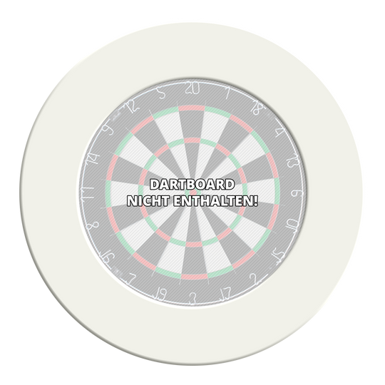 McDart Dartboard Surround Das abgebildete Produkt ist ein weißes Steeldartboard-Surround von McDart. Es schützt die Umgebung um das Dartboard.