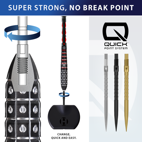 Harrows Quick Point Heavy Metal Dartspitzen - Gold Harrows Quick Point Heavy Metal Dartspitzen in Schwarz sind abgebildet. Sie werden für das Dartspiel genutzt.
