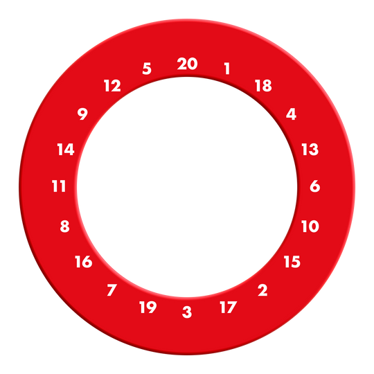 HD Zahlen Dartboard Surround - Eigene Farben Zu sehen ist ein roter Dartboard Surround ohne Logo. Das Produkt besitzt Zahlen im HD-Design.