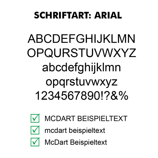 Flightdruck_Schriftart_AriallJyHHriEVk2tJ Der Text im Bild beschreibt die Schriftart Arial. Es werden drei Vorteile genannt: gut lesbar, modern und weit verbreitet (jeweils mit grünem Haken markiert).