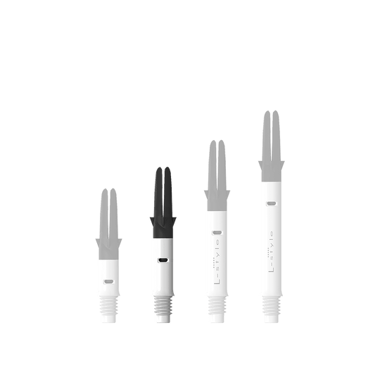 L-Style L-Shaft Carbon Silent Straight - Weiß 190 Zu sehen ist der L-Style L-Shaft Carbon Silent Straight in Weiß, Modell 190. Es handelt sich um ein hochwertiges Dartshaft-Zubehör.