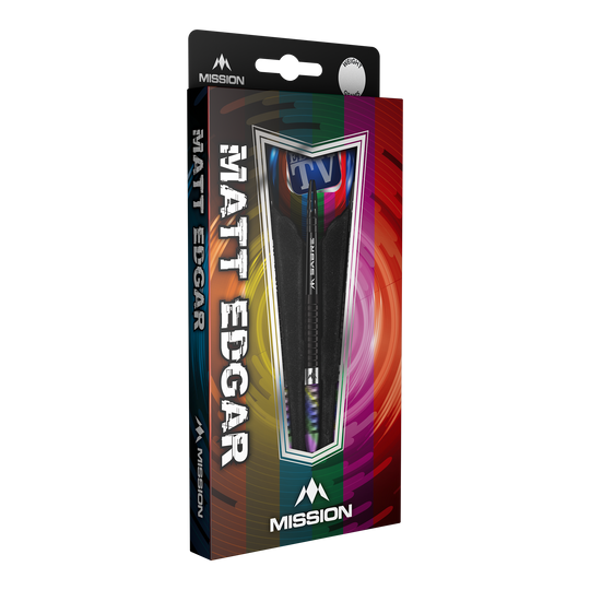 Mission Matt Edgar Steeldarts Die Abbildung zeigt die Mission Matt Edgar Steeldarts in ihrer Verpackung. Die Verpackung ist bunt gestaltet und zeigt den Namen des Produkts deutlich auf der Vorderseite.